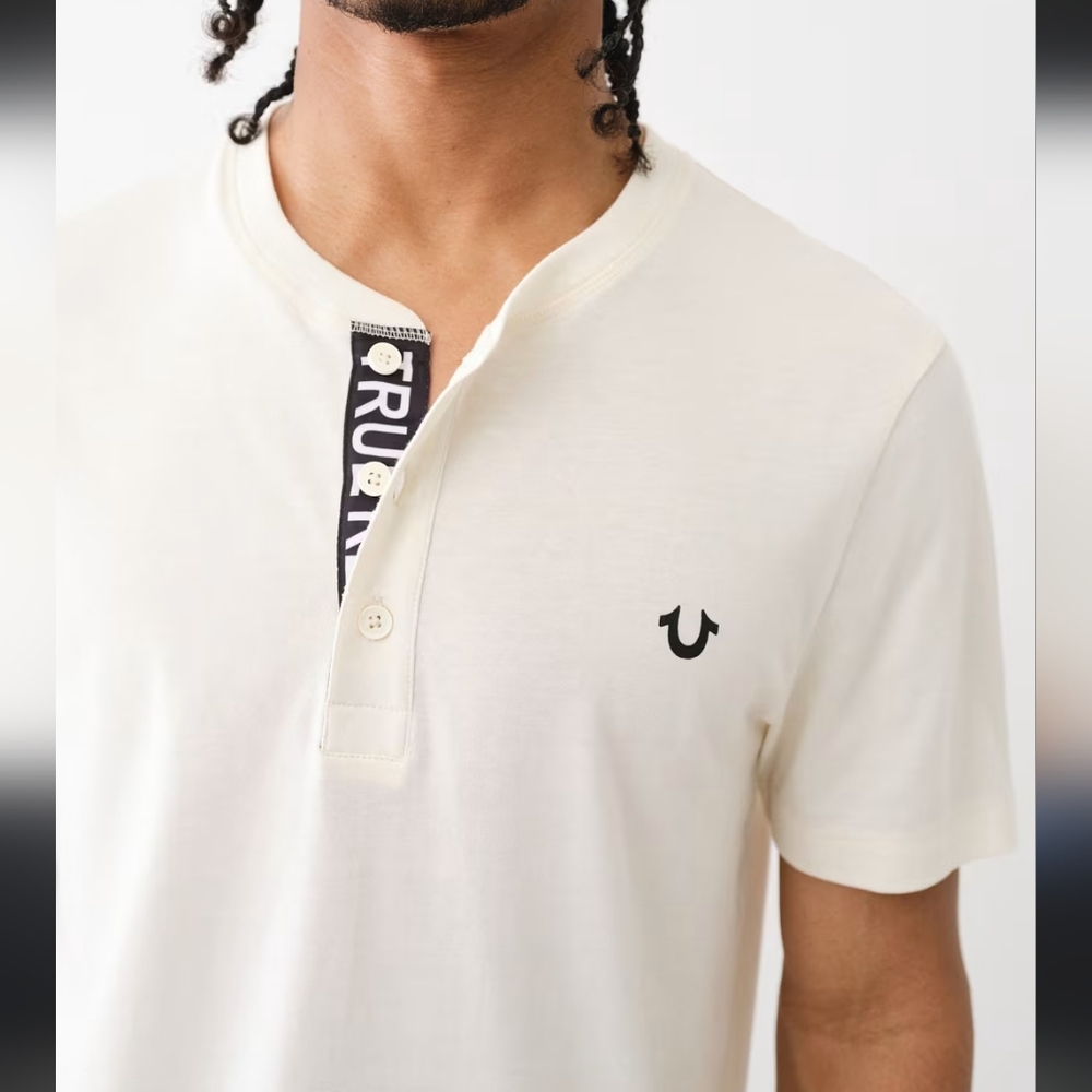 True Religion Men's Horseshoe Logo Henley Shirt